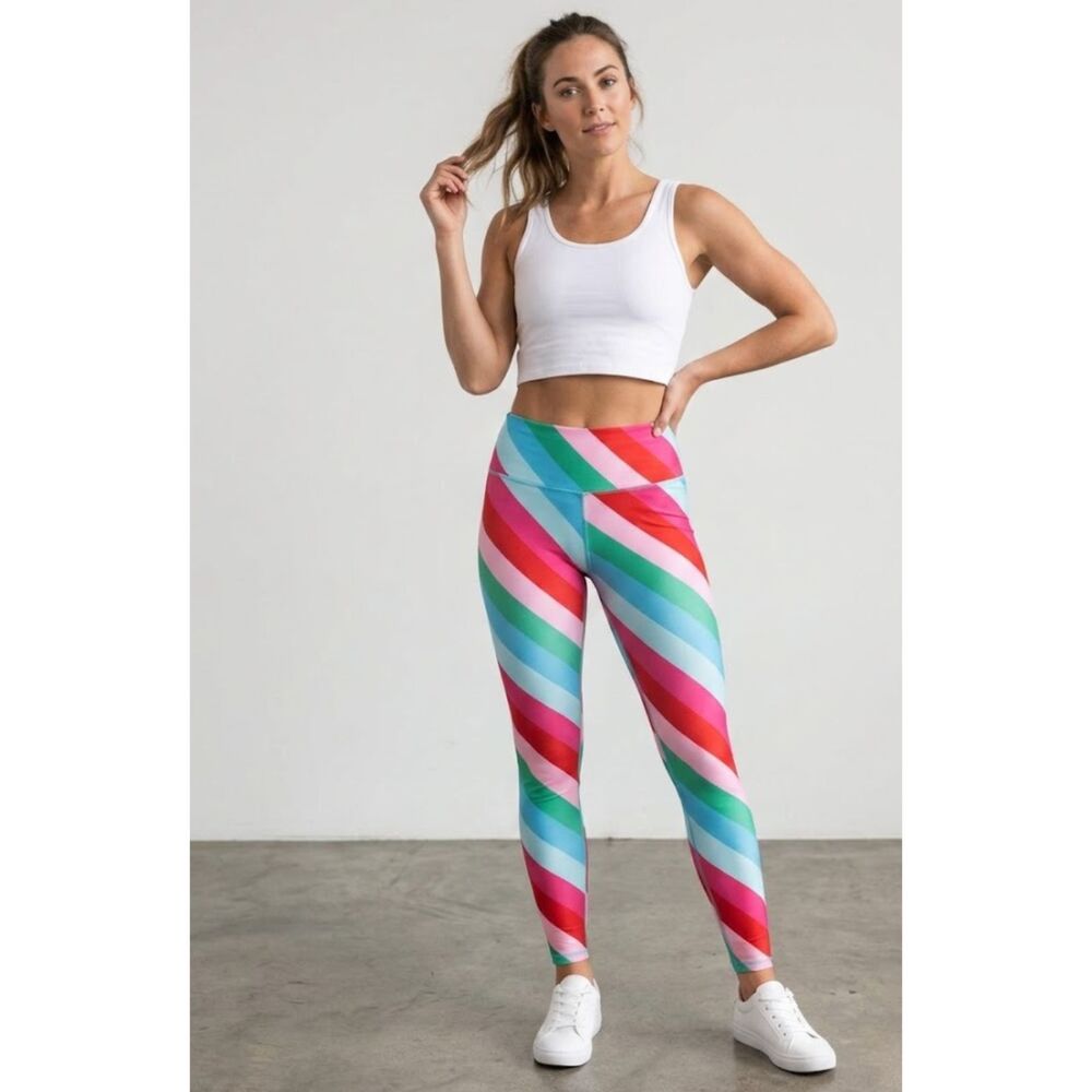 New Crown & Ivy Cabana Striped Leggings Women's Size Medium